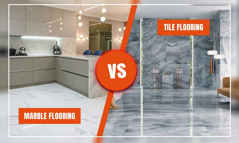 difference between tile flooring and marble flooring